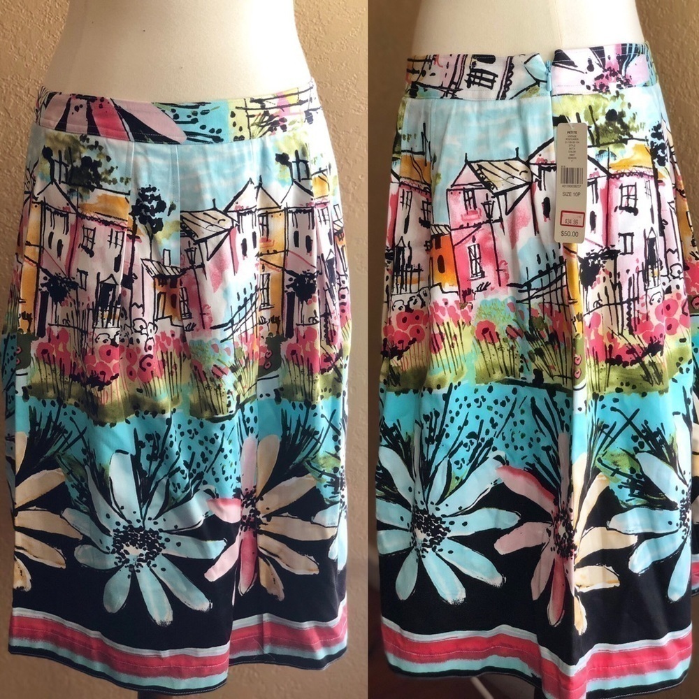 Women’s petite printed pleated skirt size 10P - Picture 1 of 8